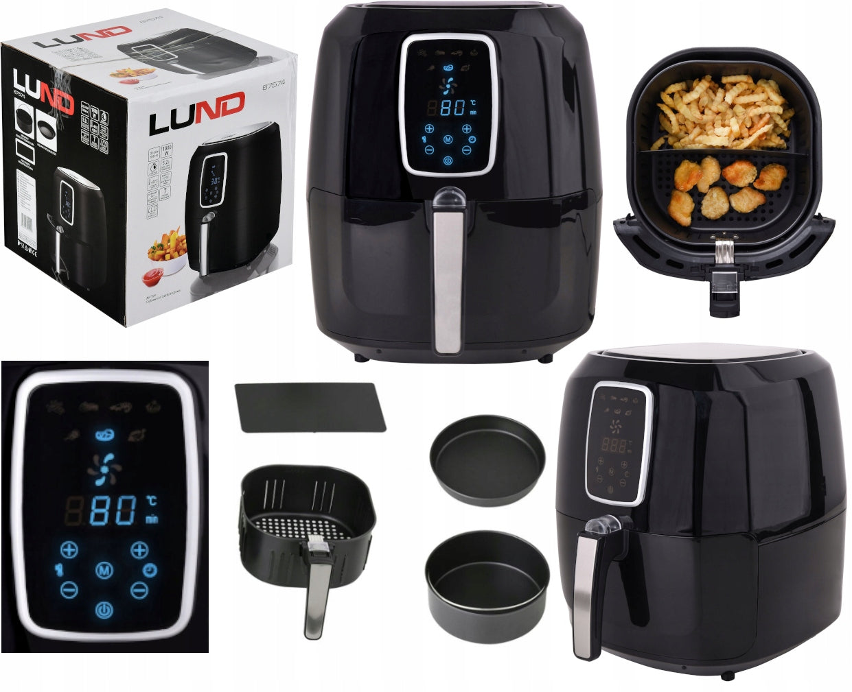 Heißluftfritteuse 5,2 L 1800 W mit LED-Anzeige